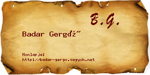 Badar Gergő névjegykártya